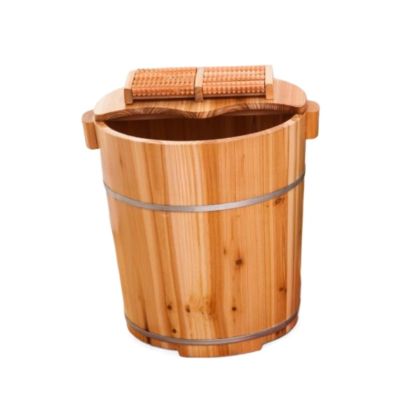 YHdtUO Foot Bath Bucket Wooden Foot Bath Bucket Household Foot Bath Barrel Tub Beauty Salon Foot Bath Basin for Soaking Soaking Feet (Wooden with Massage Roller)
