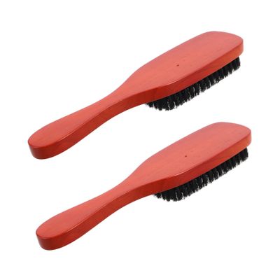 Healvian 2pcs Soft Bristle Hair Brush for Men Hot Comb Dry Brush Styling Tool Beard Grooming Wood Handle Detangler