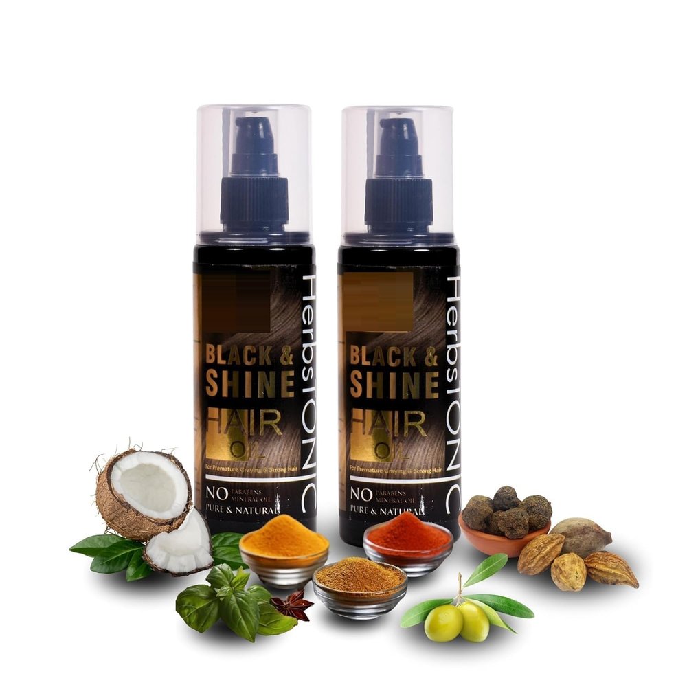 Black and Shine Hair Oil 200ml (Pack of 1) Natural, Non-Sticky & Non-Greasy,Long hair Formula for Men & Women | Daily Use for Hair Shine & Vitality