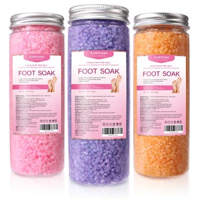 XIWEIOO 3 Pack Foot Soak Salts Kit Epsom Salt - Himalayan Pink Salt - Dead Sea Salt - Foot spa Care Best for Good Sleep Essential Oils Tea Tree Oi Lavender Rose Christmas Gifts for Women