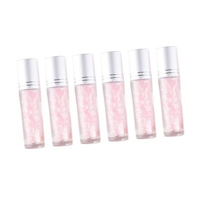 6Pcs 10ml Glass Roll-on Bottles with Aluminum Cap Pink