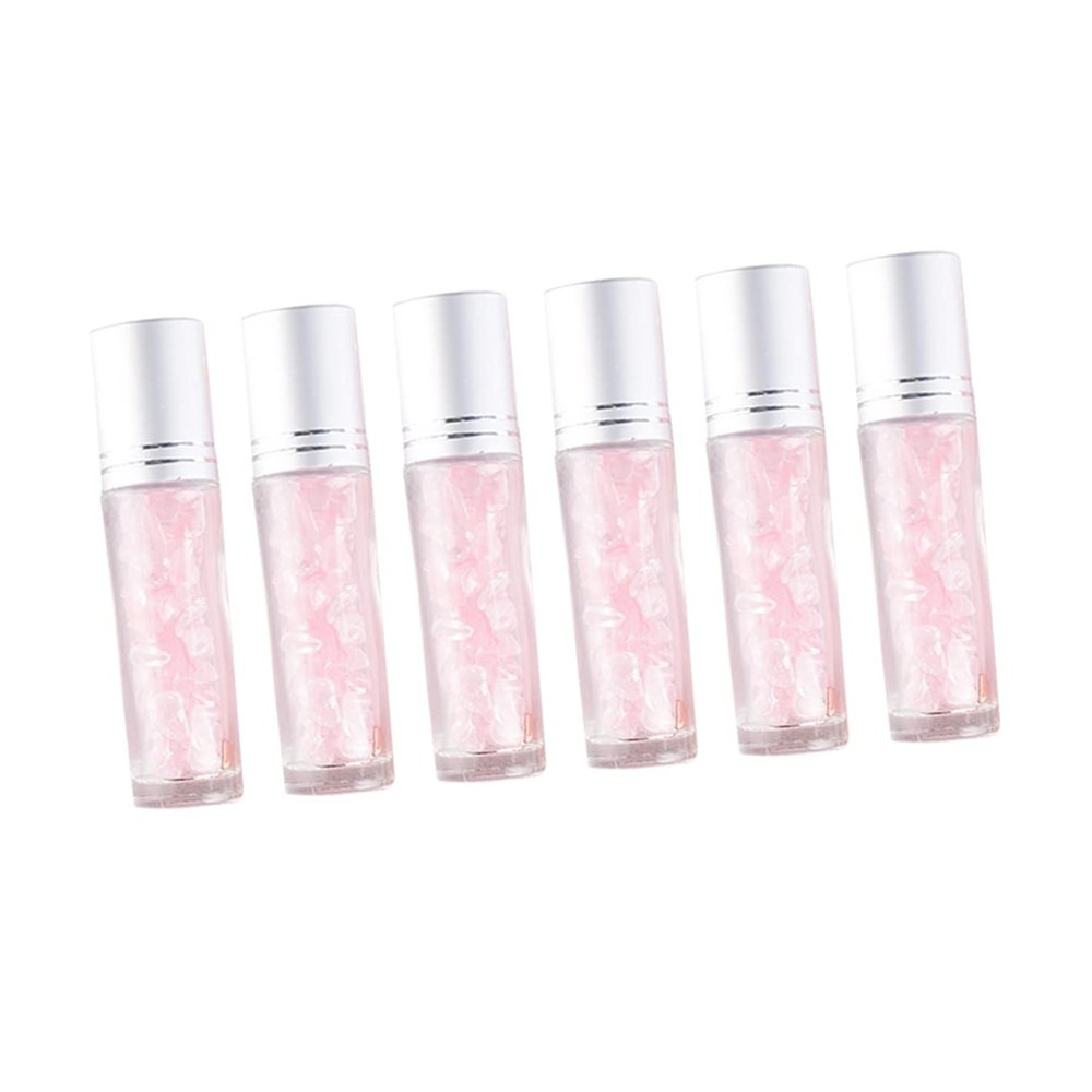 6Pcs 10ml Glass Roll-on Bottles with Aluminum Cap Pink