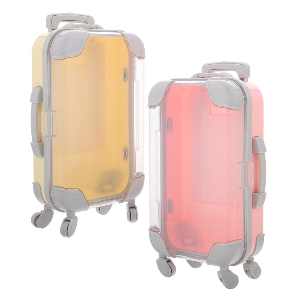 Healeved 2pcs Travel Makeup Case Empty Eyelash Storage Boxes Mini Suitcase Party Favor Box for False Lashes