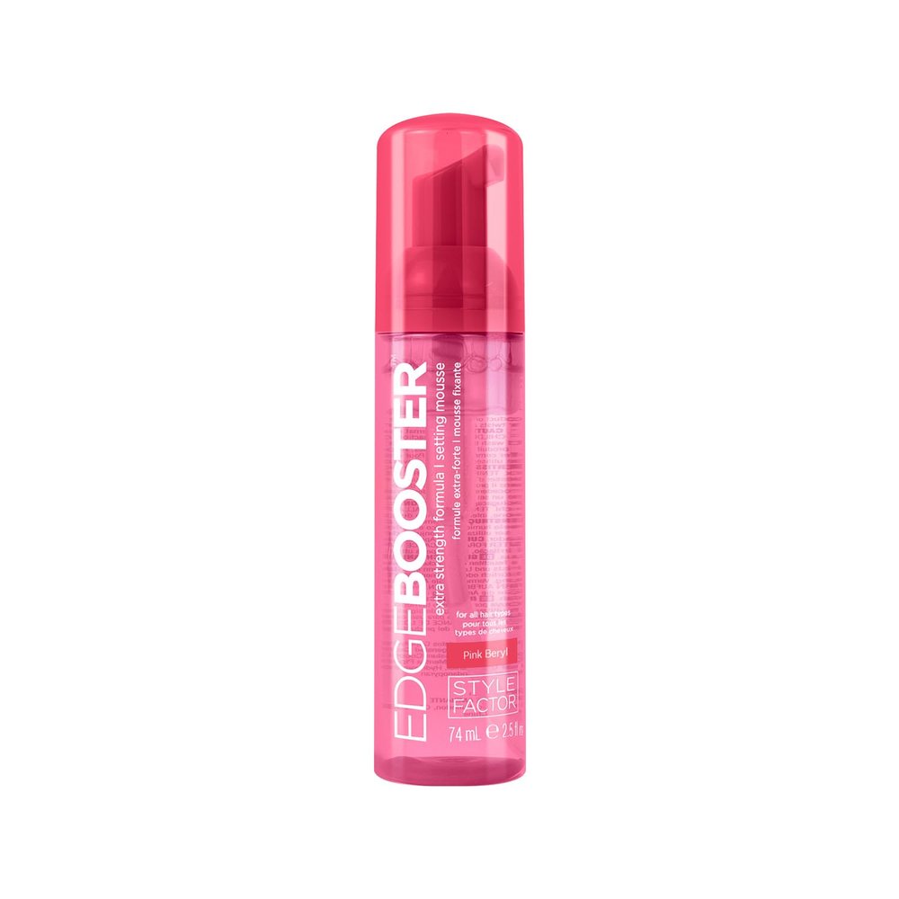 Style Factor EDGE BOOSTER Extra Strength Setting Mousse Travel Size  Frizz Control, Extra Volume, and Conditioning  2.5oz Pink Beryl Mousse for Curly Hair