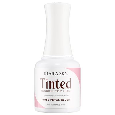 KIARA SKY Tinted Rubber Top Coat 0.5 oz | 2-in-1 Rubber Base & Top Coat - No Wipe Finish | Rose Petal Blush