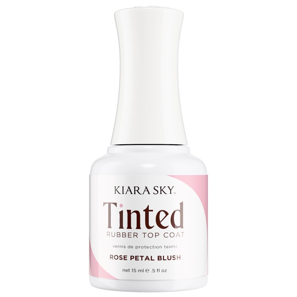 KIARA SKY Tinted Rubber Top Coat 0.5 oz | 2-in-1 Rubber Base & Top Coat - No Wipe Finish | Rose Petal Blush
