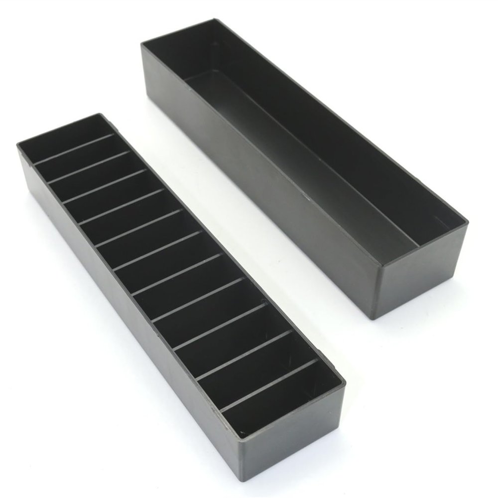 Laube Mini Blade Case Organizer for Clipper Blades - Professional 12 Slot Clipper Blade Caddy (9.25" x 2.25" x 2.25") - Detachable Snap On Lid- Made in The USA - Black - 2 Pack