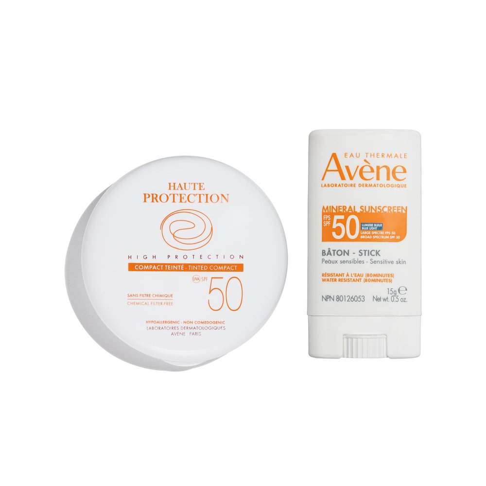 Avne High Protection Beige Tinted Compact & Mineral Sunscreen Balm Stick UVA/UVB Blue Light Protection, Water Resistant, Non-Greasy