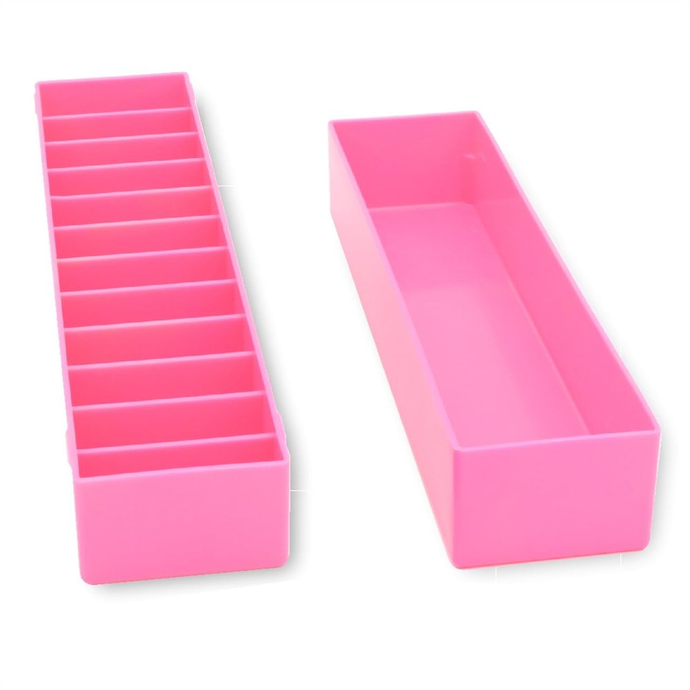 Laube Wide Mini Blade Case Organizer for Clipper Blades - Professional 12 Slot Clipper Blade Caddy - Detachable Snap On Lid- Made in The USA - Pink - 3 Pack