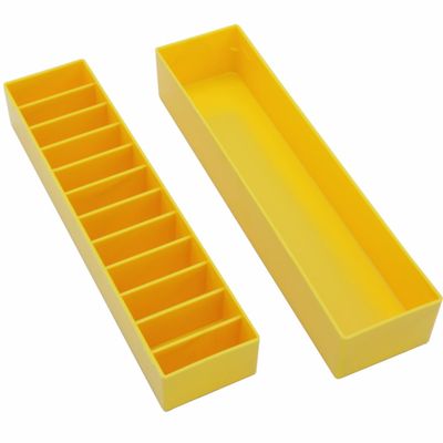 Laube Mini Blade Case Organizer For Clipper Blades - Professional 12 Slot Clipper Blade Caddy (9.25" x 2.25" x 2.25") - Detachable Snap On Lid - Made In The USA - Yellow - 3 Pack