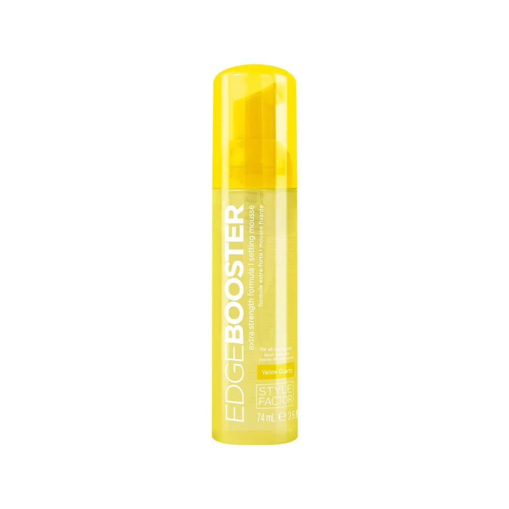 Style Factor EDGE BOOSTER Extra Strength Setting Mousse Travel Size Frizz Control, Extra Volume, and Conditioning 2.5oz Yellow Quartz Mousse for Curly Hair