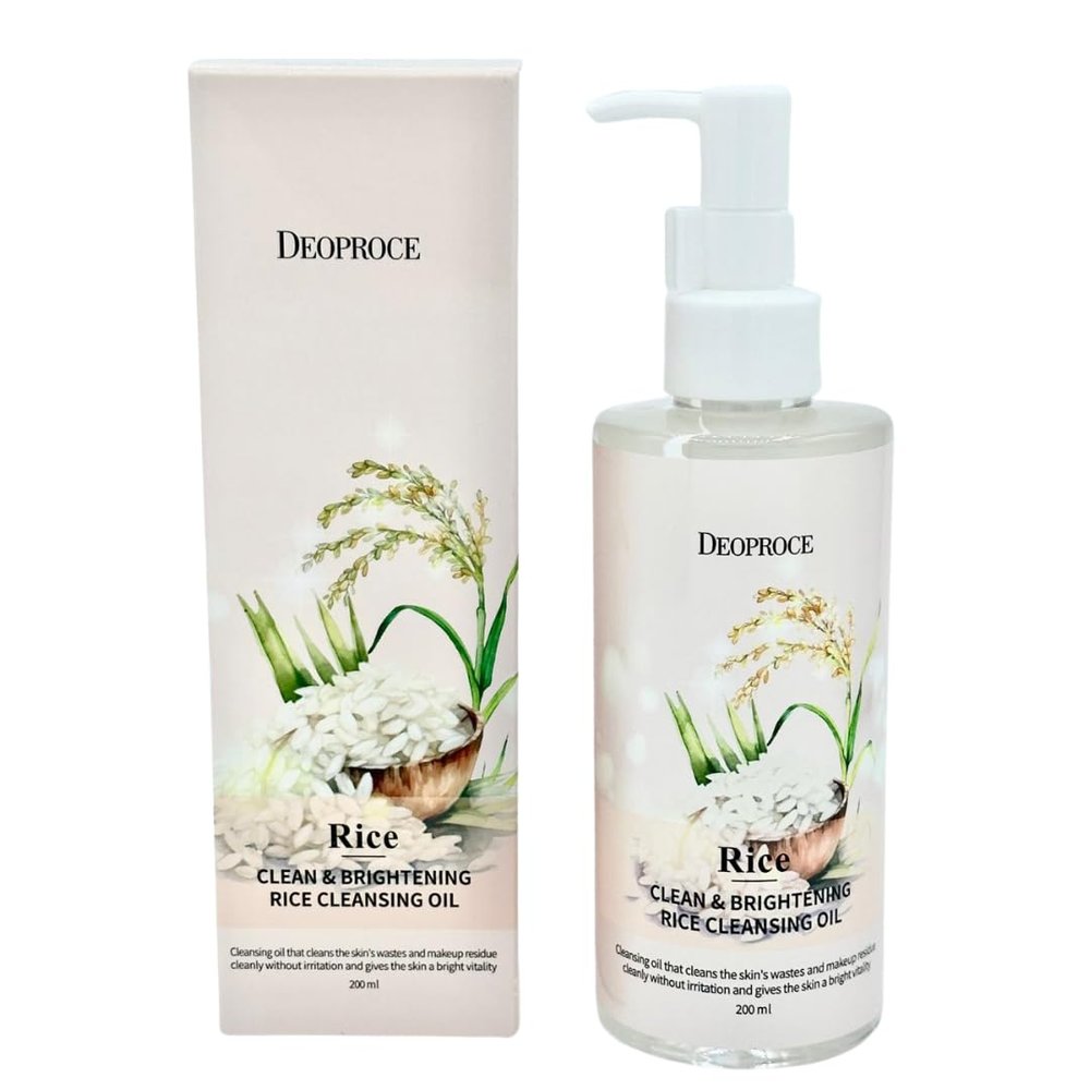 Deoproce Rice Cleansing Oil 200ml Gentle Makeup Remover & Deep Cleansing Oil with Rice Extract for Hydrated, Radiant Skin.