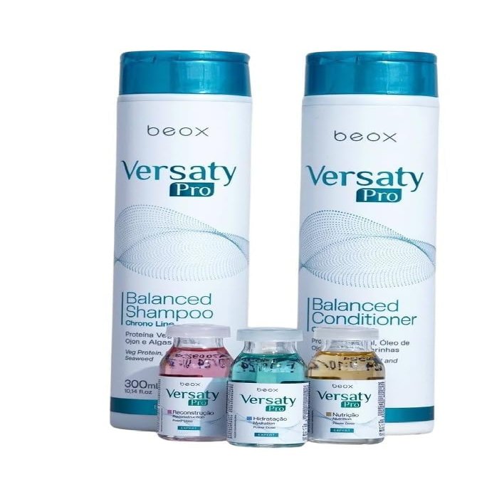 Beox Versaty Pro Hair Hair Care Kit - Complete Hair Chronogram Set (Shampoo, Conditioner & 3 Reconstruction Ampoules)