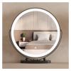 NOIRDA Round LED Cosmetic Makeup Mirror with Stand, 360Rotation Lighted Desktop Vanity Mirror, Smart Touch Control, for Makeup Desk Bedroom(Black,50cm/19.7in) view 1