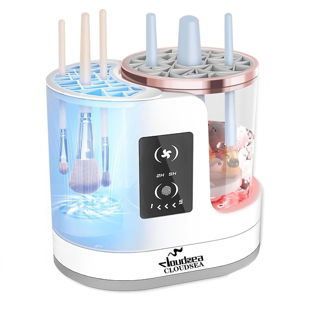 CLOUDSEA Electric Makeup Brush Cleaner and Dryer, USB-Powered, 5-Minute Clean, Dual Chamber with 2H/5H Dry Settings