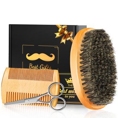 Futricy Valentine's Day Gifts for Him Boyfriend, Beard Brush Beard Comb for Men Husband Dad, Mens Self Care Fathers Day Birthday Retirement Gifts, Grooming Travel kit