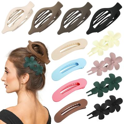 12 Pcs Multicolor Flat Hair Clips, YINGFENG Flat Claw Clip for Women, Matte Non-Slip Flower Claw Clips for Thin Thick Hair, Suitable for Women and Girls Wedding Party Accessories