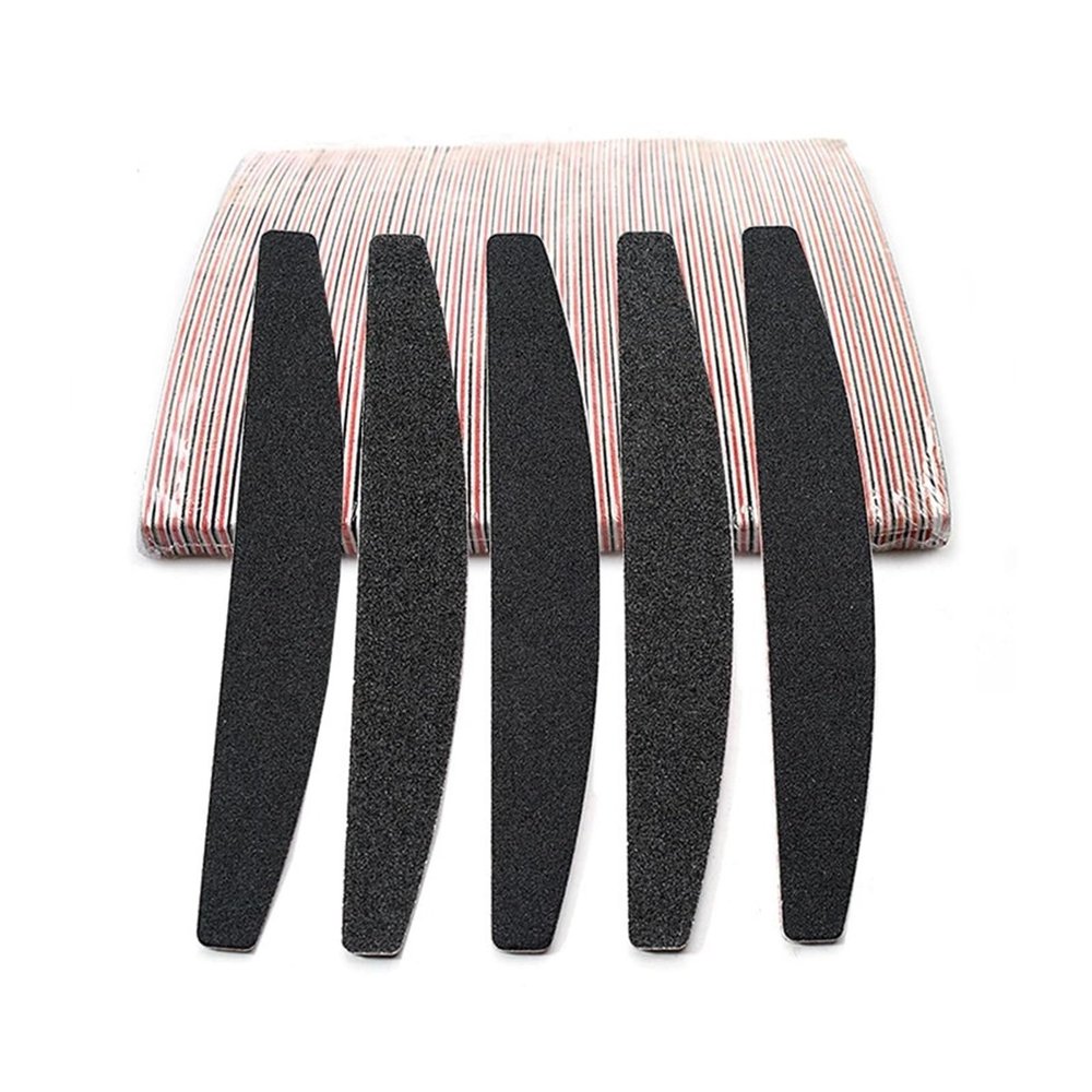 50pcs Half Moon Nail Files Double Sides Sandpaper Nail Files Buffer Manicure Professional Half Moon Washable Sanding Lime Tools(50pcs Half Moon)