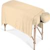 Spa Bed Sheets for Massage Tables Sheet Set Facial Bed Covers- 3 PCs Includes- Flat (63" x 100") Fitted (36" x 77"+ 7") with Massage Face Rest Cover (13" x 13"+ 5")- 100% Natural Cotton-(Beige) view 1