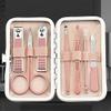 DUYHBAWRS 7pcs Nail Clippers Set Portable Travel Stainless Steel Black Pedicure Scissor Tweezer Manicure Set Kit Nail Tools(White-Dinosaur Doodle4) view 3