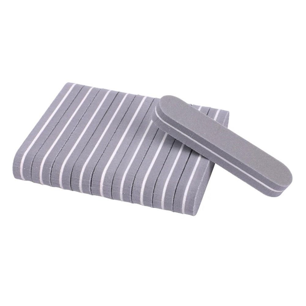 50Pcs Mix Color Mini Nail File Buffers Sponge 100/180 Grit Double Sided Sanding Block Gel Polishing Foam Manicure Nail Art Files(Gray)