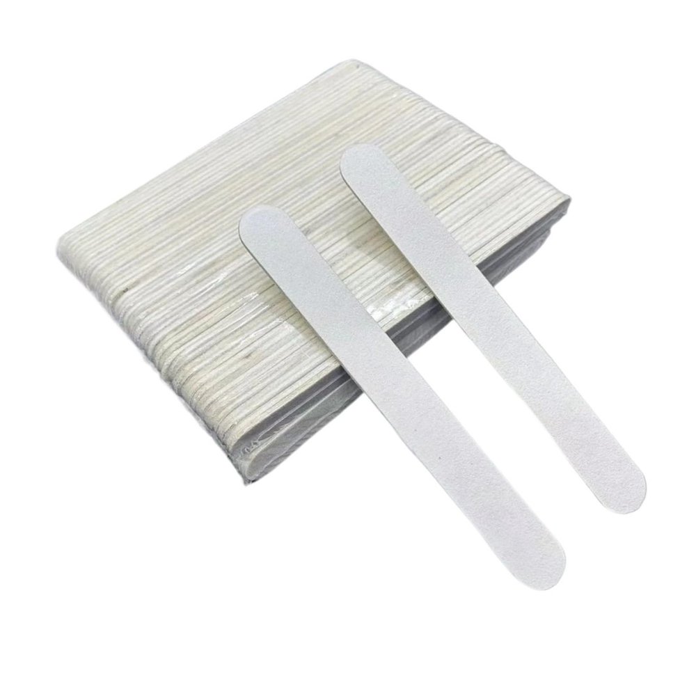 100 pcs White Nail File 100/180 80/80 120/120 Emery Board Nail File Manicure Tool(120 120)