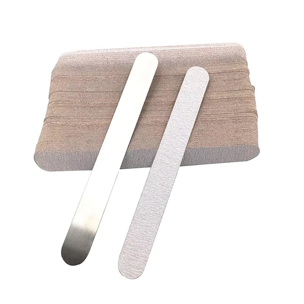 100pcs/lot Professional Nail File Replacement 100/180/240 Gray Sandpaper Metal Handle Double-Sided Buffer Nail File(100 Grit with Metal)