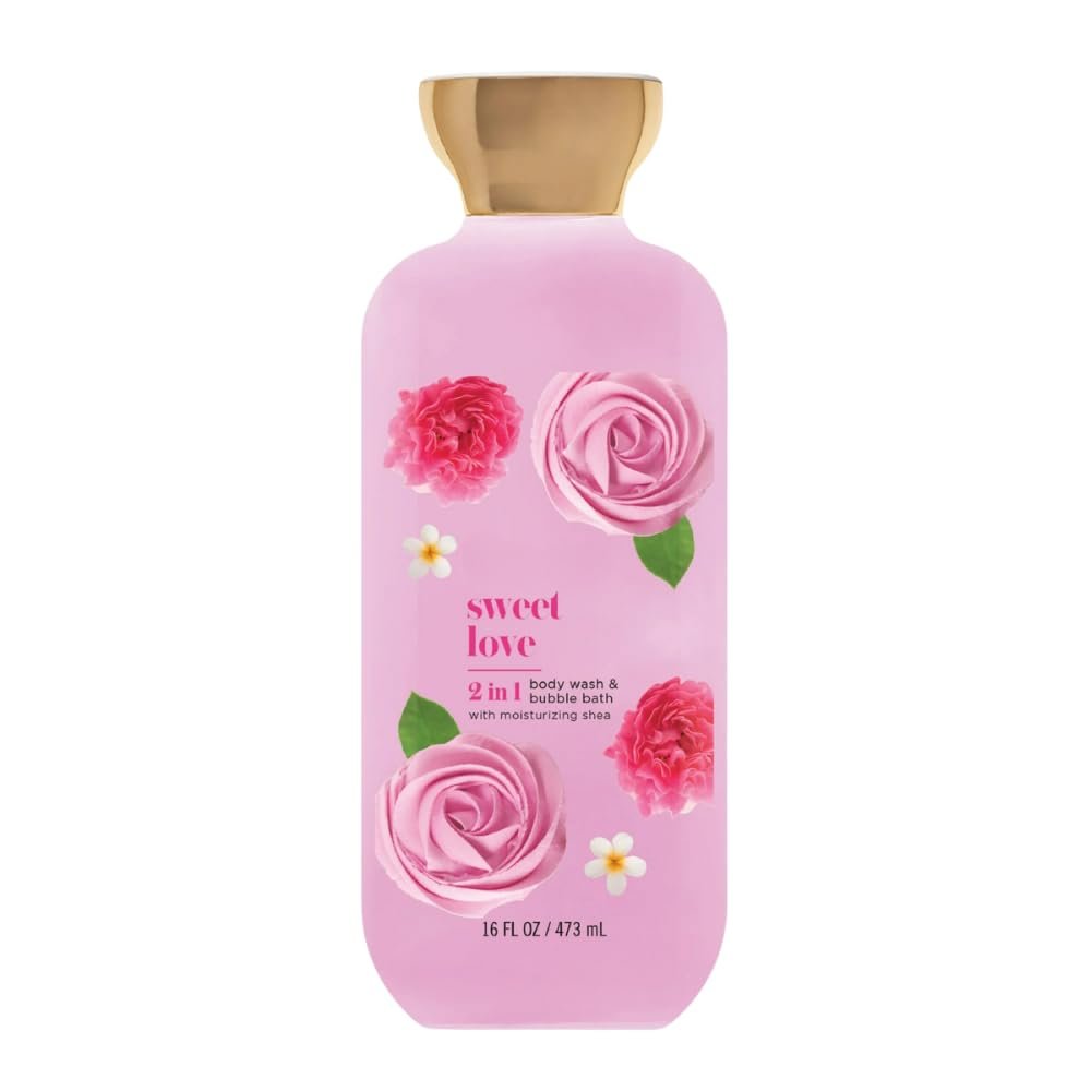 2-in-1 Body Wash and Bubble Bath  Sweet Love Scent, 16 fl oz | Moisturizing Daily Shower Gel & Relaxing Bath Foam for Women and Men, Gentle Cleansing Formula