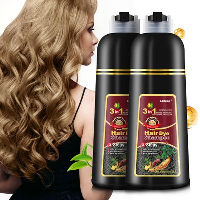 2 Pack Hair Dye shampoo, Leorx Chestnut Brown 3 In 1 Color Shampoo Instant Herbal Coloring Shampoo Refresh Hair For Women&Men - Tintes Para El Cabello Profesional