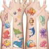10 Sheets Ocean Animal Temporary Tattoos Birthday Themed Party Supplies Decoration Favors Cartoon Cute Animal Sticker, Home Activity Prizes Carnival Christmas Rewards view 1
