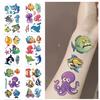 10 Sheets Ocean Animal Temporary Tattoos Birthday Themed Party Supplies Decoration Favors Cartoon Cute Animal Sticker, Home Activity Prizes Carnival Christmas Rewards view 3