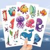 10 Sheets Ocean Animal Temporary Tattoos Birthday Themed Party Supplies Decoration Favors Cartoon Cute Animal Sticker, Home Activity Prizes Carnival Christmas Rewards view 4
