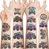 10 Sheets Monster truck Temporary Tattoos Birthday Themed Party Supplies Decoration Favors Cartoon Cute Sticker for Kids Boys Home Activity Class Prizes Carnival Christmas Rewards view 1