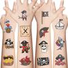 10 Sheets Pirate Temporary Tattoo(70+PCS) Fake Neverland Pirated Cannon Powder Jake Captain Tattoo Body Sticker for Birthday Party Favors Supplies Party Bag Filler view 1