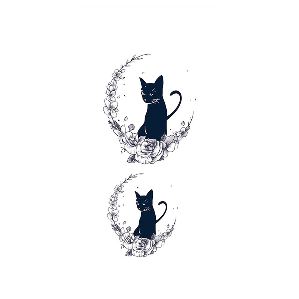 2pcs Ankle Neck Cat Juice Tattoo Stickers for Men and Women, Semi-Permanent Tattoos, Realistic Fake Tattoos, Lasts 7-15 Days Waterproof Non-Reflective Non-Toxic Temporary Tattoos