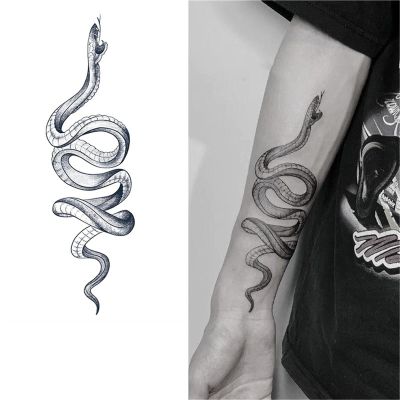 2pcs Man Arm Snake Juice Tattoo Stickers, Semi-Permanent Tattoos, Realistic Fake Tattoos, Lasts 7-15 Days Waterproof Non-Reflective Non-Toxic Temporary Tattoos