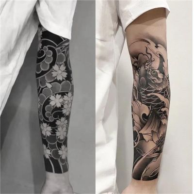 2pcs Koi Cherry Blossom Flower Arm Juice Tattoo Stickers for Men and Women, Semi-Permanent Tattoos, Realistic Fake Tattoos, Lasts 7-15 Days Waterproof Non-Reflective Non-Toxic Temporary Tattoos