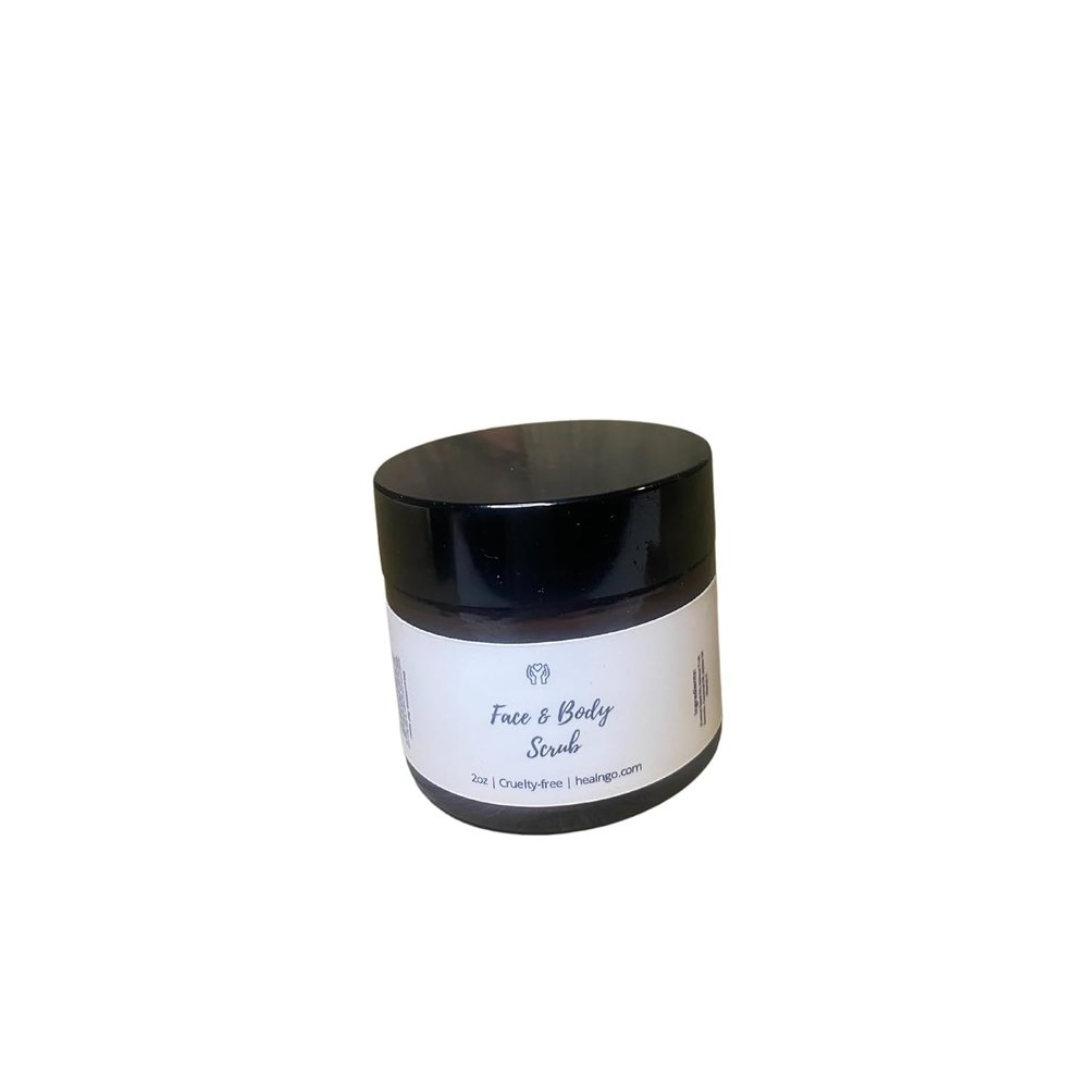 HealNGo Face & Body Scrub, Cleanser  Natural Exfoliant for Smooth Skin | Non-Comedogenic - Plant-Based Formula (2oz)