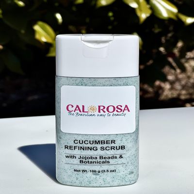 Calorosa Cucumber Refining Scrub with Jojoba Beads 3.5 oz, Paraben Free/Vegan/Gluten Free