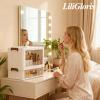 A stackable desktop organizer with drawers and compartments, ideal for storing cosmetics, beauty tools, jewelry, and school supplies in a student dorm. Features a convenient magnetic door handle. view 2