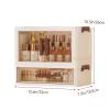 A stackable desktop organizer with drawers and compartments, ideal for storing cosmetics, beauty tools, jewelry, and school supplies in a student dorm. Features a convenient magnetic door handle. view 3