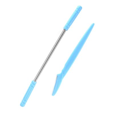 Veemoon 2pcs Facial Hair Removal Spring Epilator Eyebrow Razor Set for Chin Cheeks and Upper Lip Suitable for All Skin Types Blue Color with Easy Cleaning Design