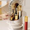 360 Rotating Makeup Brush Holder with Cover, Multifunction Toothbrush Holder Clear Dustproof, Rotating 3 Slots, Concealed Tooth Brush Holder with Sliding Lid, Cosmetic Display Cases (Black) view 2