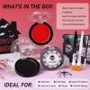 Goth White Foundation + Black Red Face Body Paint for Halloween Makeup, Face Painting Kit with Brushes Facepaint Set for Adults Clown Vampire Skull SFX Make Up Costume Cosplay Party Theater Stage view 3