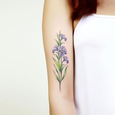 Iris Tattoo (Set of 2) - Iris Flower Temporary Tattoos for Women Purple Flower