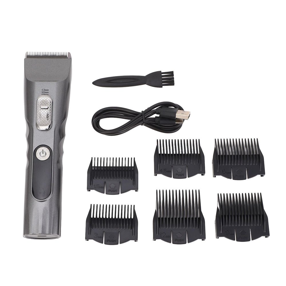 ZJchao Electric Hair Trimmer R Shaped Head Powerful Motor Professional LED Display Hair Cutting Clippers Men 6 Combs Gray Electric Hair Trimmer Clippers Men Gray Electric Hair Clipper
