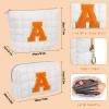 2PCS Initial Checkered Makeup Bag, Large Quilted Cosmetic Bag, Cute Make up Pouch for Purse, Travel Toiletry Storage Bag for Women Preppy Teen Girls Gift Trendy Stuff Gift (White M) view 4
