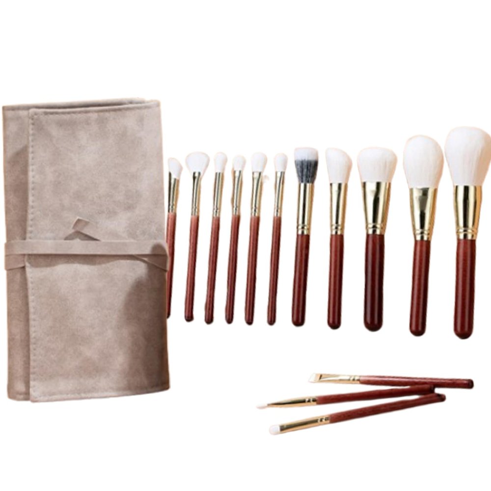 Kabuki Foundation Brush Premium Makeup Brush for Liquid, Cream, and Powder Makeup Brush Set 14Pcs (14 Brushes + Gray Bag)