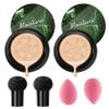 2P Mushroom Head Air Cushion CC Cream Foundation,Moisturizing Non-Greasy BB Cream and Makeup Sponge,Longlasting Matte Concealer Full Coverage Face Makeup Liquid Foundation for All Skin Types(Natural)A view 1