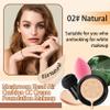 2P Mushroom Head Air Cushion CC Cream Foundation,Moisturizing Non-Greasy BB Cream and Makeup Sponge,Longlasting Matte Concealer Full Coverage Face Makeup Liquid Foundation for All Skin Types(Natural)A view 2